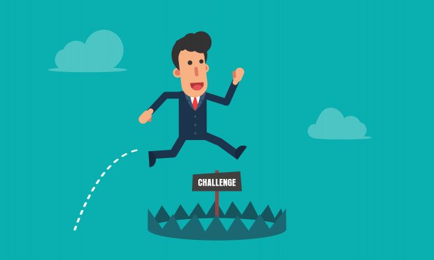 businessman running and jump to avoid pitfalls of challenge 8306 43